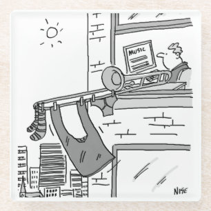 Grappige trombonespeler. tromboniste glazen onderzetter
