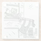 Grappige trombonespeler. tromboniste glazen onderzetter (Achterkant)