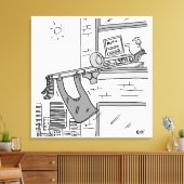 Grappige Trombonist Muzikant Canvas Afdruk (Insitu (Woonkamer))
