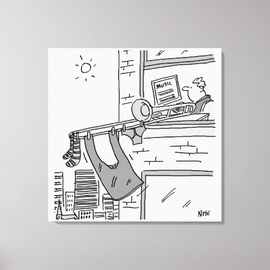 Grappige Trombonist Muzikant Canvas Afdruk (Voorkant)