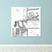 Grappige Trombonist Muzikant Canvas Afdruk (Insitu (Houten vloer))