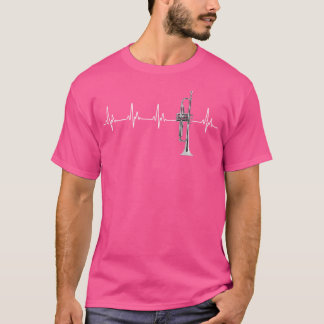 Grappige trompet hartslag muziek t-shirt