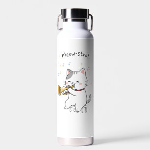 Grappige Trompet Kat – Schattige Feline Jazz Waterfles