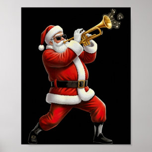 Grappige Trompet Kerstman Kerst Grafische Speler T Poster