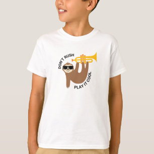 Grappige trompet luiaard T-shirt voor kinderen