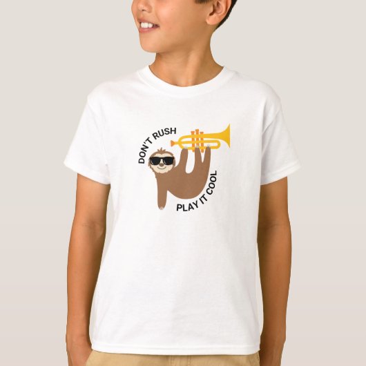 Grappige trompet luiaard T-shirt voor kinderen (Voorkant)