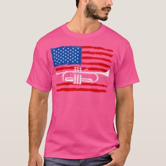 Grappige trompet VS Vlag Marching Band Trompet Spe T-shirt (Voorkant)