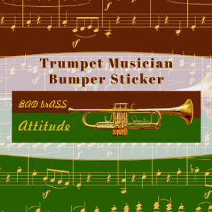 Grappige trompettist Bad Brass Attitude Bumpersticker