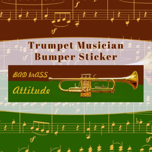 Grappige trompettist Bad Brass Attitude Bumpersticker