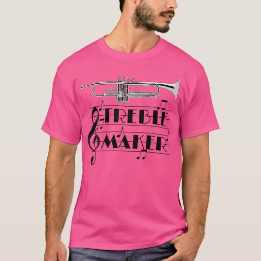 Grappige trompettist Treble Maker Clef Jazz (2-zij T-shirt (Voorkant)
