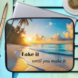 Grappige Tropical Beach Sunset Laptop Sleeve