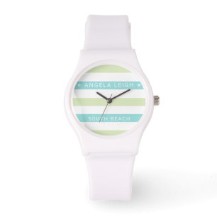 Grappige Tropics Cabana Stripes Horloge