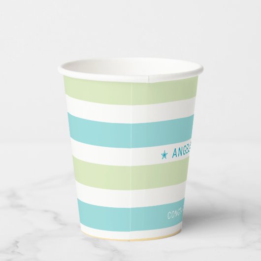 Grappige Tropics Cabana Stripes Papieren Bekers (Rechts)