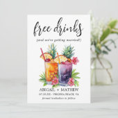 Grappige tropische ananas cocktails foto bruiloft save the date (Staand voorkant)