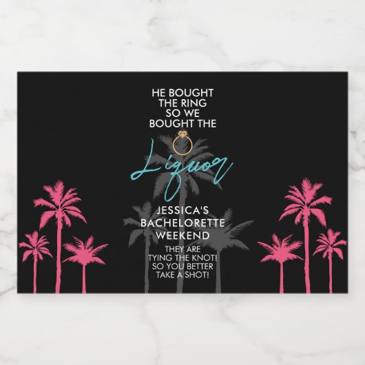 Grappige Tropische Bachelorette Weekend Mini Drank Likeurfles Etiket (Enkel label)