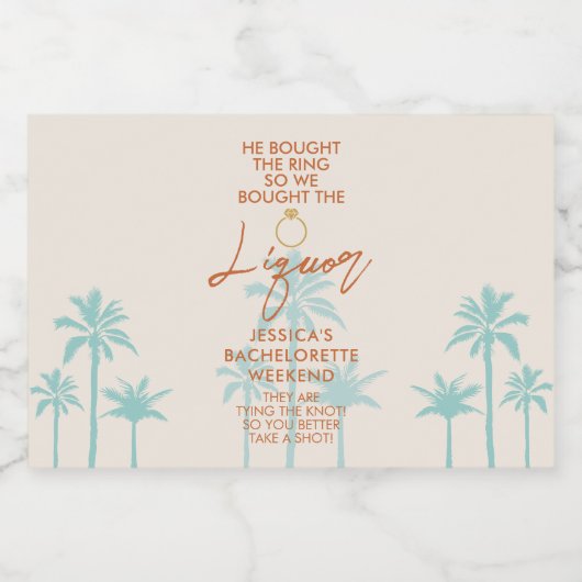 Grappige Tropische Bachelorette Weekend Mini Likeurfles Etiket (Enkel label)