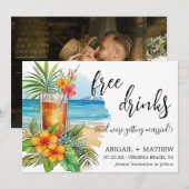 Grappige Tropische Cocktail Beach Trendy Foto Brui Save The Date (Voorkant / Achterkant)