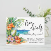 Grappige Tropische Cocktail Strand Trendy Foto Bru Save The Date (Staand voorkant)