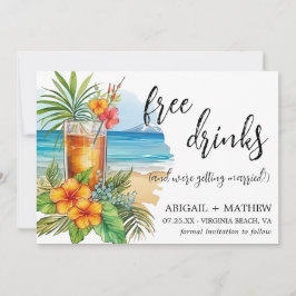 Grappige Tropische Cocktail Strand Trendy Foto Huw Save The Date