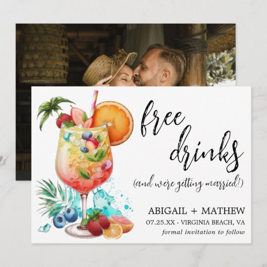 Grappige Tropische Drankjes Cocktail Trend Foto Br Save The Date (Voorkant / Achterkant)