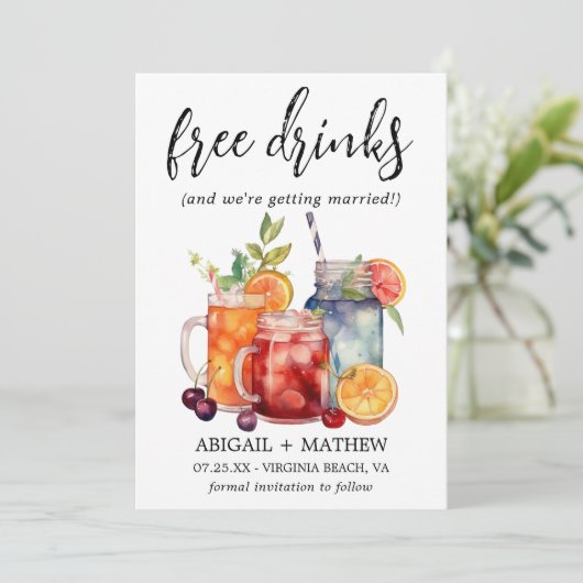 Grappige Tropische Fruit Cocktails Drank Foto Brui Save The Date (Staand voorkant)