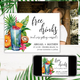 Grappige Tropische Fruitcocktail Trendy Foto Huwel Save The Date