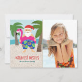 Grappige Tropische Kerstman Foto Kerstmis in juli Feestdagenkaart (Voorkant)