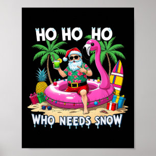Grappige Tropische Kerstman Kerstvakantie Strand C Poster