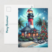 Grappige tropische kerstvuurtoren Blauwgroen rood Feestdagenkaart (Voorkant / Achterkant)