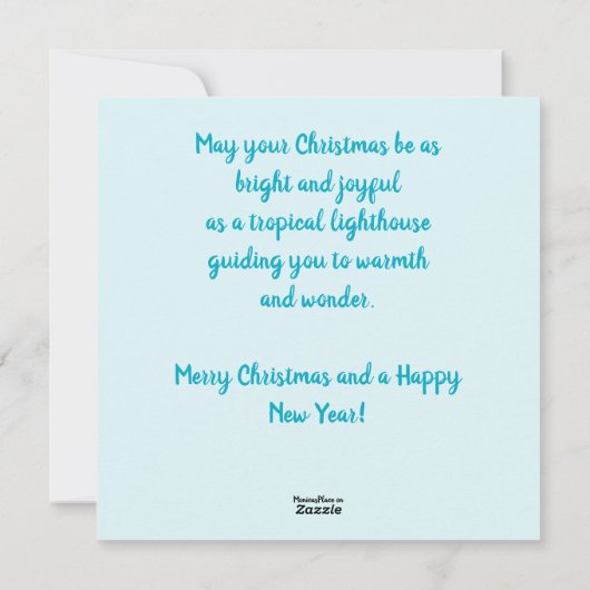 Grappige tropische kerstvuurtoren Blauwgroen rood Feestdagenkaart (Achterkant)
