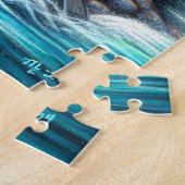 Grappige tropische kerstvuurtoren Blauwgroen rood Legpuzzel (Zijkant)