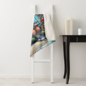 Grappige tropische kerstvuurtoren Blauwgroen rood Sherpa Deken (In situ)