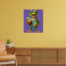 Grappige Tropische Kikker Muur Kunst Print | Kleur