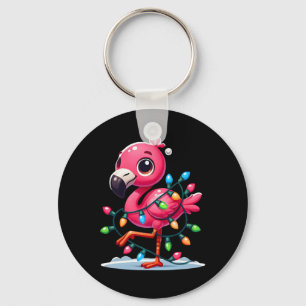 Grappige Tropische Roze Flamingo Kerstmis In Juli  Sleutelhanger