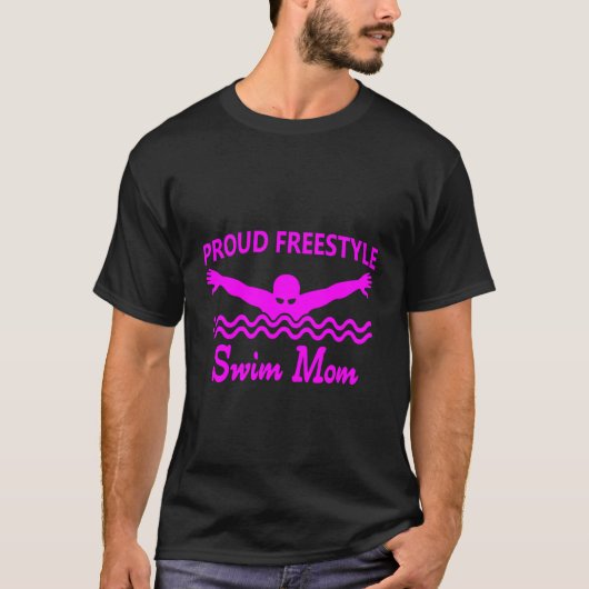 Grappige Trots Freestyle Zwem Moeder ondersteuning T-shirt (Voorkant)