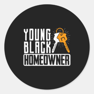 Grappige Trots Nieuwe Huis Jonge Zwarte Huiseigena Ronde Sticker