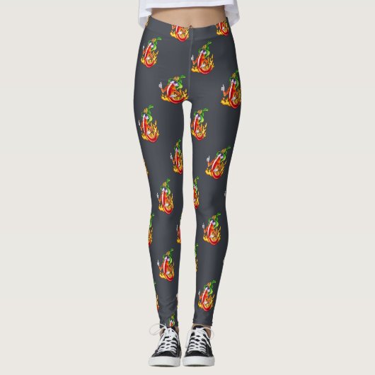 Grappige trotse brandweerman chili in brand geeft  leggings (Voorkant)