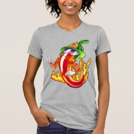 Grappige trotse brandweerman chili in brand geeft  t-shirt