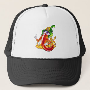 Grappige trotse brandweerman chili in brand geeft trucker pet