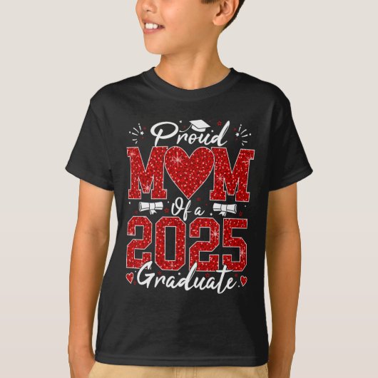 Grappige trotse moeder van een 2025 Afstuderen sen T-shirt (Voorkant)