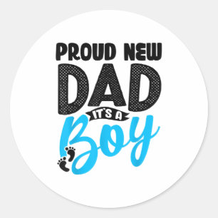 Grappige trotse nieuwe vader Het is een jongen cad Ronde Sticker
