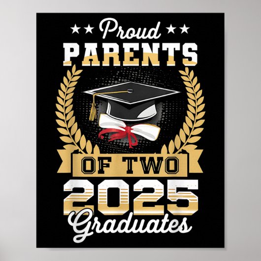 Grappige trotse ouders van een twee 2025 Afstudere Poster (Voorkant)