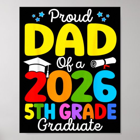Grappige trotse vader van een klas 2026 5e leerjaa poster (Voorkant)