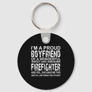 Grappige trotse vriend van een brandweerman Valent Sleutelhanger