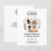 Grappige Trouw Cartoon Bruid Bruidegom Handgeteken (Voorkant / Achterkant)