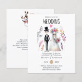 Grappige Trouw Cartoon Bruid Bruidegom Handgeteken (Voorkant / Achterkant)