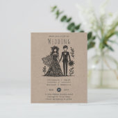 Grappige Trouw Cartoon Bruid Bruidegom Handgeteken (Staand voorkant)