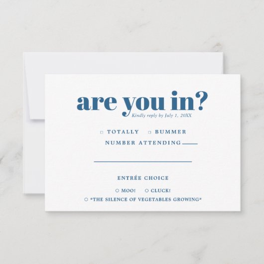 Grappige Trouw-RSVP | 70s-typografie Aankondiging (Voorkant)