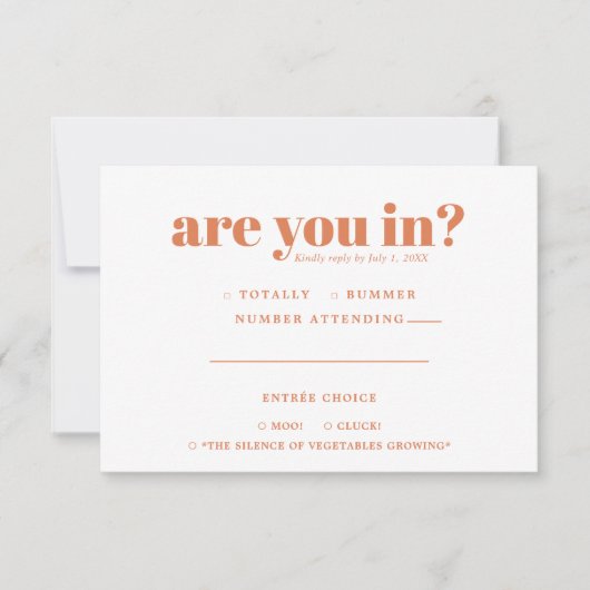 Grappige Trouw-RSVP | 70s-typografie Aankondiging (Voorkant)