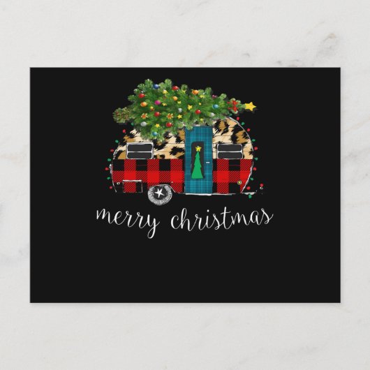 Grappige Truck Camping Camper Kerst Bizon Feestdagenkaart (Voorkant)